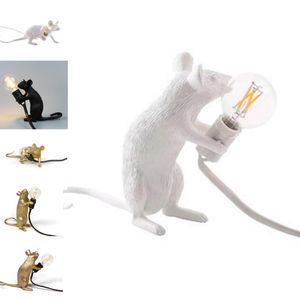 Lampes de table E12 Rat lampe 110V 220V souris lumière bureau chambre à côté Art déco résine Animal LED avec US EU UK AU Plug