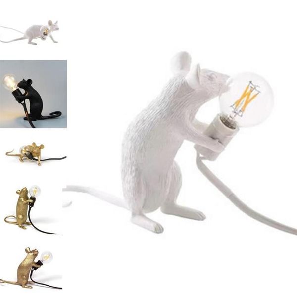 Lampes de table E12 Rat Lampe 110V 220V Souris Lumière Bureau Chambre À Côté Art Déco Résine Animal LED Avec US EU UK AU Plug323d