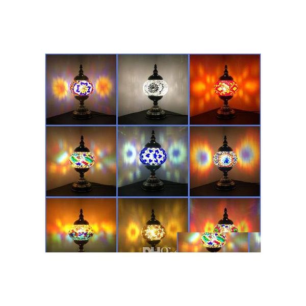 Lampes de table E14 Handinlaid Verre Mosaïque Chambre Salon Décoratif De Style Méditerranéen Turc Drop Livraison Lumières Éclairage I Dhaii