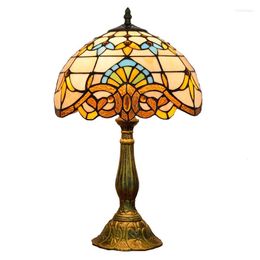 Tafellampen oostelijk mediterraan 12 "Tiffany gebrandschilderd glaslamp Europeaan gekleurde barokke slaapkamer Bed Bar Clubhouse