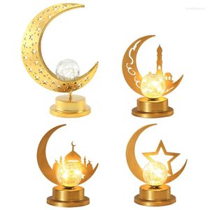 Lampes de table Eid Led Light Moon Star Fournitures d'artisanat rougeoyantes décoratives