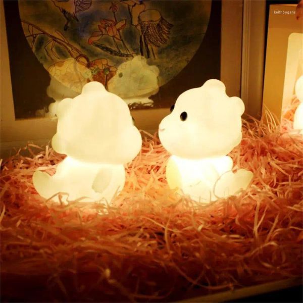 Lampes de table émail LED luminescent veilleuse dessin animé petit dinosaure chambre lampe de chevet atmosphère décoration cadeau d'anniversaire