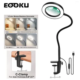 Lampes de table eooku banc vise lampe usb 5x loupe flexible de bureau flexible LED LED pour la lecture d'éclairage de travail
