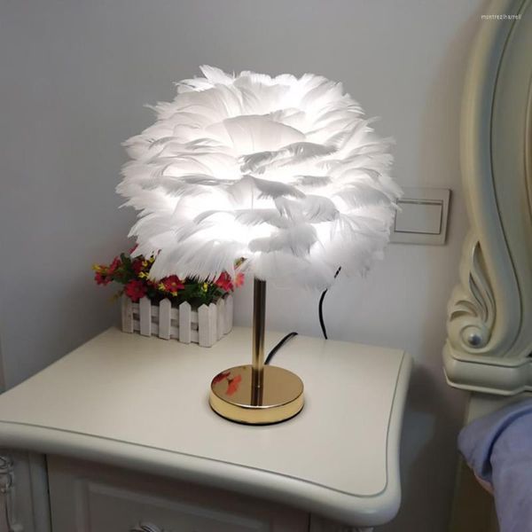 Lampes de table EU / US / AU Plug Lampe pour la chambre pour la chambre à coucher de coucher de lit moderne romantique Coffire de mariage Décoration de Noël