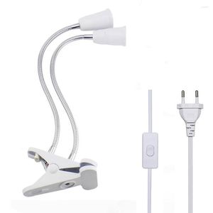 Tafellampen EU US-plug 360 graden Flexibele bureaulamphouder E27 Basislicht Socket Gooseck Clip-on Cable met AAN Off Switch voor Home Plant