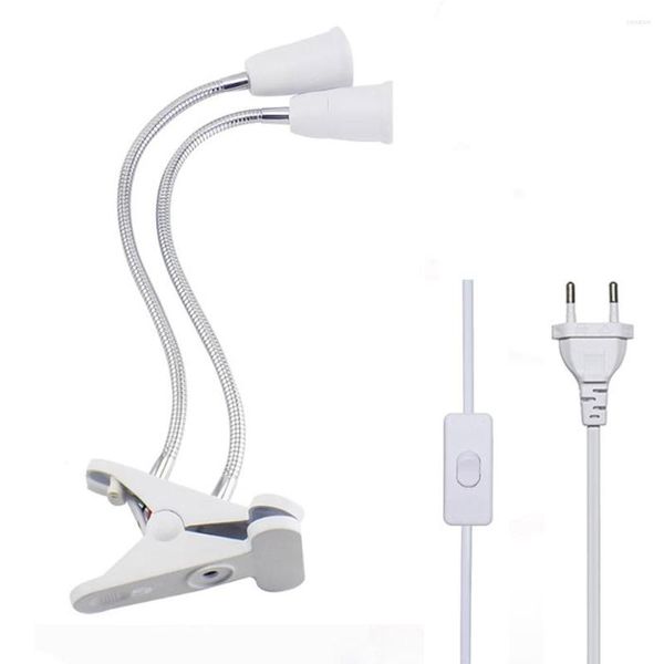 Lampes de table EU US Plug 360 degrés support de lampe de bureau flexible E27 Base douille col de cygne câble à clipser avec interrupteur marche-arrêt pour plante domestique