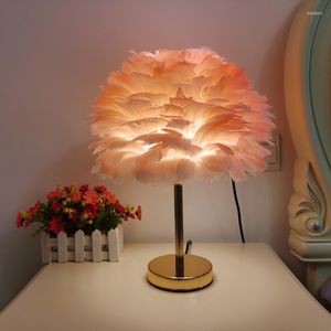 Tafellampen EU/US/UK Fairy Feather Lamp Desk Decoratie Kleine nachtlicht woonkamer feest kerstbruisje Kerstmismeisje slaapkamer