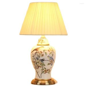 Tafellampen Europese vogels Chinese keramische dimmerlamp voor slaapkamer woonkamer studiebureau lichten 1835