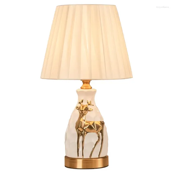 Lampes de table Européenne Mignon Fille Romantique Chaud Créatif Cerf Doré Cadeau Décoration Plug-in Ménage Simple Lampe Décorative MJ1125