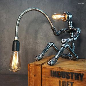 Tafellampen Europese industriële stijl Loft Edison Eye Protection Lamp Creative Water Pipe Robot Coffee Bar Decoratie