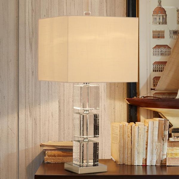 Lampes de table Salon européen carré K9 lampe en cristal pour chambre chevet El Clubhouse étude échantillon décoratif