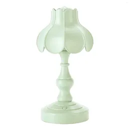 Lampes de table Lampe de chevet européenne Lotus Décor Mini LED Night Light pour Mall Room Bar Accueil Petite lecture - Vert