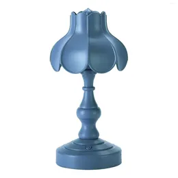 Lampes de table Lampe de chevet européenne Lotus Décor Mini LED Veilleuse pour centre commercial Bar Maison Petite lecture - Gris Bleu