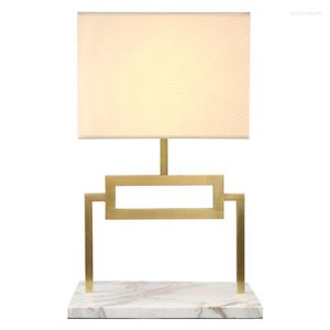 Lampes de table européenne luxe marbre tout cuivre lampe El Club Design salon chambre moderne chinois