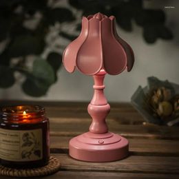 Lampes de table européenne Mini veilleuse rétro LED Lotus lampe USB charge Protection des yeux chevet pour chambre décor bureau de lecture