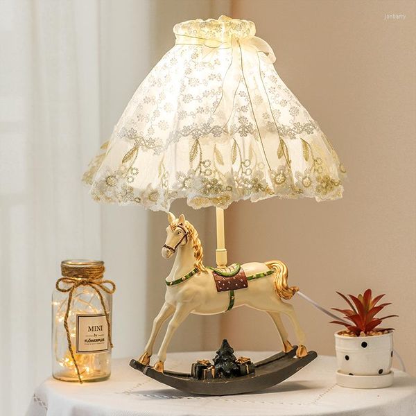 Lampes De Table Européenne Princesse Filles Lampe De Chevet Moderne Cheval Bureau Chambre Salon Led Stand Luminaire Maison De Mariage Décor