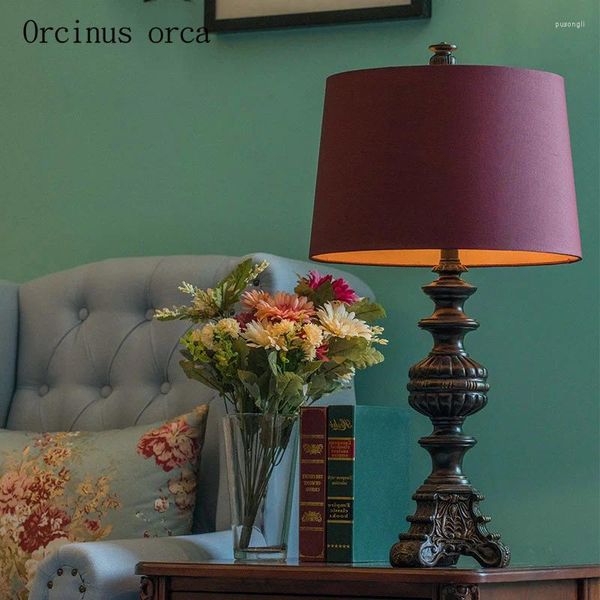 Lampes de table des lampes de table rétro-prot-urbin salon de lampe romantique au chevet de luxe américaine résine LED classique