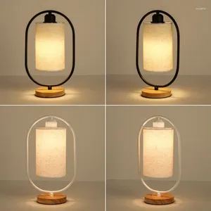 Tafellampen Europese stijl Creatieve Chinese stijl Retro Stof Houten Slaapkamer Studie Bedlampje Decoratie Home Verlichting LB100902