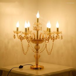 Lámparas de mesa Lámpara Led de estilo europeo Escritorio de cristal de lujo Comedor Dormitorio Mesita de noche Decoración Lectura Luz de noche