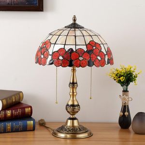 Tafellampen Europese stijl Retro Pastoral Tiffany Pure koper Woonkamer Decoratie Studie Slaapkamer Bedkamer Lamp E27 AC110V 220V