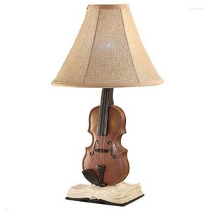 Lampes de table européenne Vintage résine violon créatif chevets lumières salle de lecture chambre d'enfant bureau luminaires