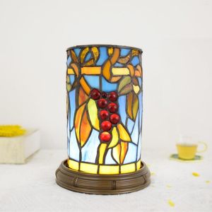 Tafellampen Europees vintage gebrandschilderd glas LED Decoratieve bureaulamp