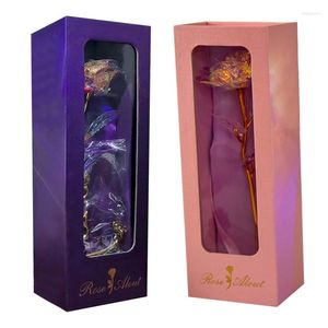 Lampes de table Fleur éternelle 24k Foil Éclair LED plaqué LED Valentin Décoration cadeau Golden Rose Fleurs durables