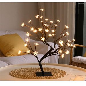 Lampes de table mode LED éclairage intérieur lampe fleur de cerisier arbre veilleuse 24/48 led blanc chaud décoration de fête à la maison