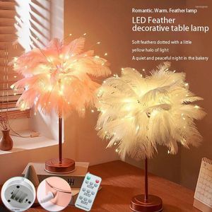 Lampes de table plume décor lumière LED lampe de nuit chambre chevet humeur tables basses éclairage support décorer