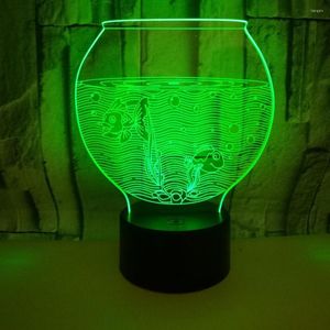 Tafellampen FishBowl 7 Kleur 3D Small Touch Control Gift Night Lamp Smosfeer Desk