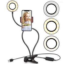 Taflampen Flexibel Desk Mobiele telefoon Holder Monopod Mount Bracket met LED -ring Flash Light Lamp Tabletop Standing Statief voor videobloggers