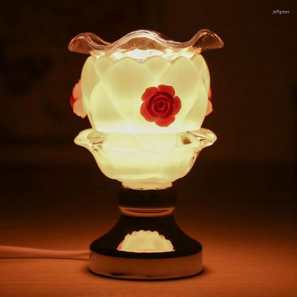 Lámparas de mesa, lámpara de escritorio de cristal con flores, regalo de cumpleaños, iluminación de escritorio, interruptor sensible al tacto para sala de estar