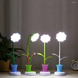 Lampes de table fleur LED lampe de bureau lumière sans fil rechargeable étudiant chambre éclairage maison décor