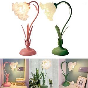 Tafellampen Franse romantische bloem led bureaulamp wit glas decoratieve acryl platteland planten lichte oogbescherming