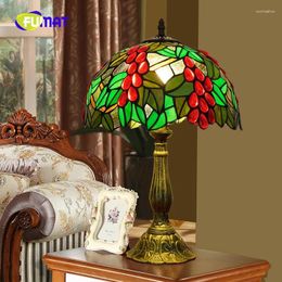 Lampes de table Fumat V raisin pastoral européen Tiffany Treated Verre Baroque Retro Dragonfly Salon Dining Bedroom Bedside Lampe