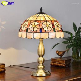 Tafellampen fumat lamp Tiffany American Style Shell Art Slaapkamer Bedide Led Mediterranean Luminaria Deco Mariage verlichting