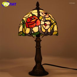 Tafellampen fumat gebrandschilderd glaslamp rozenknop patronen verlichting voor woonkamer bedlicht licht creatieve kunst LED