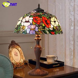 Tafellampen fumat tiffany lamp retro gebrandschilderd glas bloempatroon bureau el home decor licht studeerkap led night