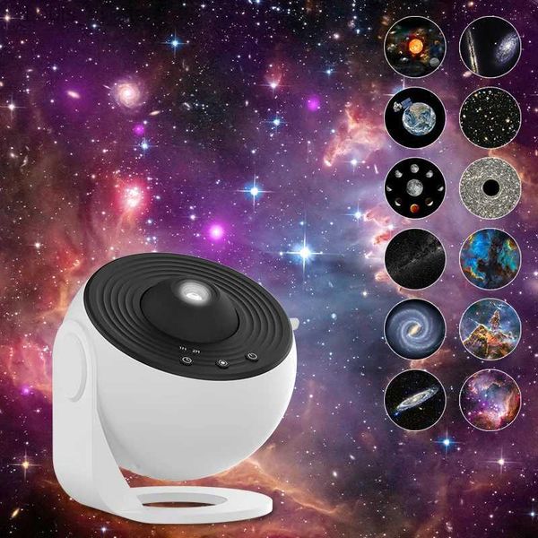 Lámparas de mesa Proyector de galaxia Proyector de cielo estrellado Luz nocturna 360 Rotar Lámpara de planetario para niños Dormitorio Día de San Valentín Regalo Boda Deco YQ231129