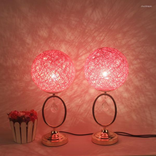 Lámparas de mesa para jardín, dormitorio, mesita de noche, lámpara de bola, boda romántica cálida, regalo de cumpleaños personalizado, ratán