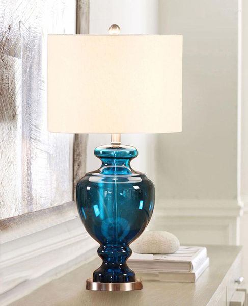 Lampes de table Girban étage créatif moderne bleu lit lampe de côté bureau salon bureau éclairage LED pour la chambre