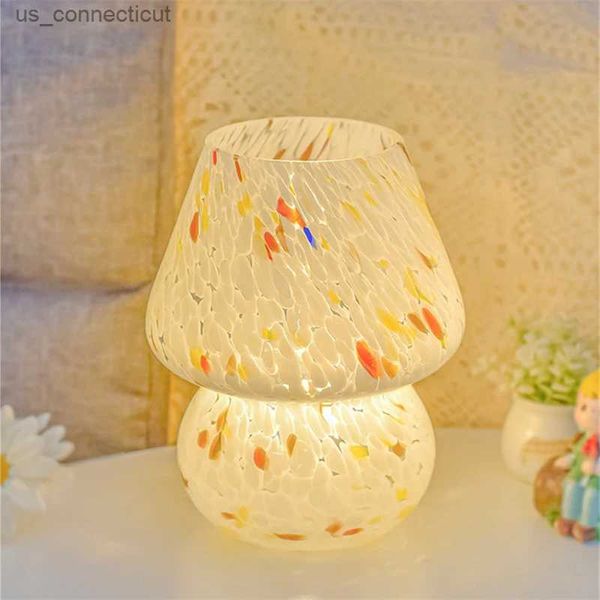 Lampes de table Lampe de table LED en verre Style lampe rayée bureau pour chambre lampe de chevet décor à la maison mignon Mini cadeaux de vacances R231114