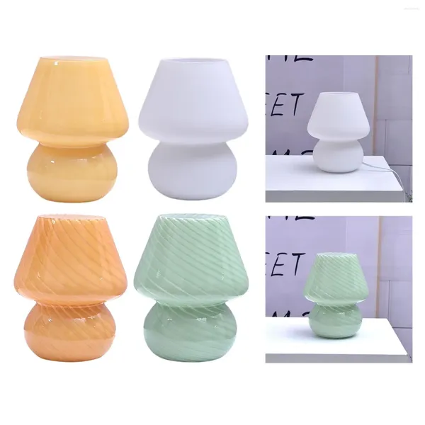 Lampes de table Lampe de bureau en forme de champignon en verre Veilleuse Pièce maîtresse Lumières Décor Prop