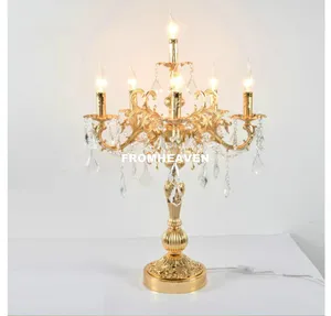 Tafellampen gouden/zilveren licht luxe kristallen bureaulamp met bruiloft candelabra voor EL restaurant slaapkamerverlichting