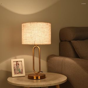 Lámparas de mesa de hierro forjado dorado tubo en U sala de estar creativa estudio LED tela Rt escritorio Lmp de dormitorio The Hed Bed El