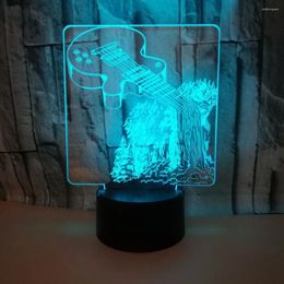 Tafellampen Gitaar 3D-lamp Multi Color Touch Led Visueel voor woonkamer Cadeau Sfeer Nacht Maatwerk