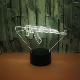 Tafellampen Gun Shaped 3d Night Lamp Usb Powered Kleurrijke Touch Led Visual Desk Gift Sfeer Decoratief