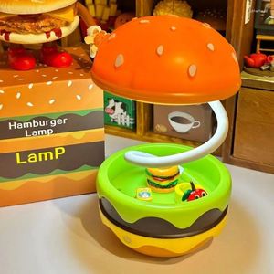 Lampes de table hamburger lampe portable rechargeable rechargeable rétractable dalmable nocturne léger enfants pour la décoration de salle de bureau d'étude