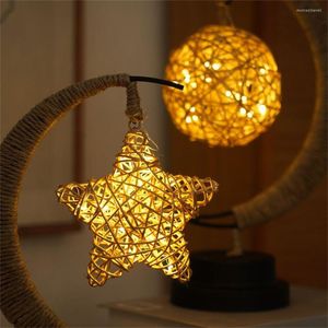 Lampes de table Cadeaux d'anniversaire faits à la main Pentagram Moon LED Light Rope Night Lights Lamp