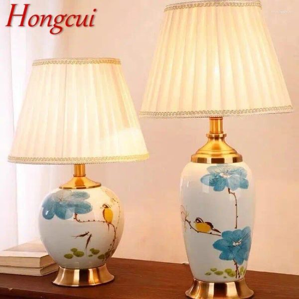 Lámparas de mesa Hongcui Lámpara de cerámica contemporánea LED China Simple Creativa Luz de escritorio de noche para la decoración del dormitorio de la sala de estar del hogar